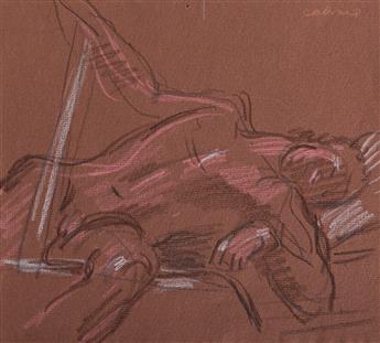 PAUL CADMUS (1904-1999) Two color crayon drawings of reclining male models.